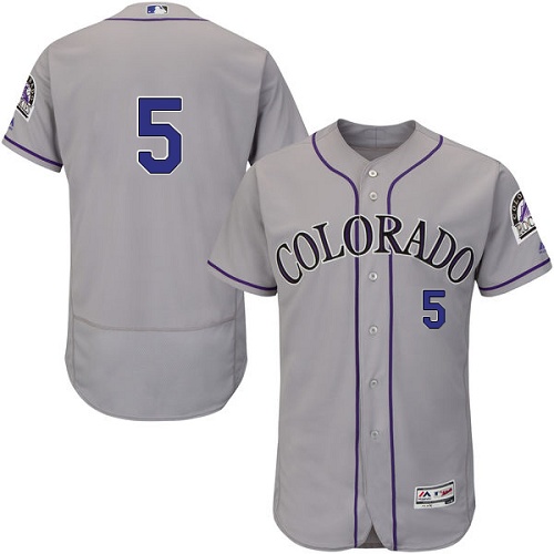 Rockies #5 Carlos Gonzalez Grey Flexbase Authentic Collection Stitched MLB Jersey